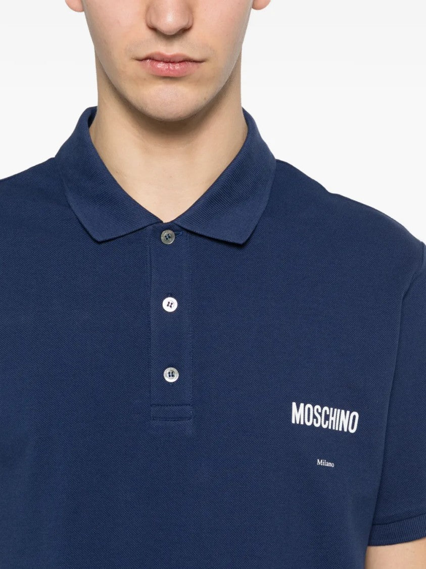 Moschino Relaxed-Fit Polo Shirt With Ribbed Details And Logo Accents