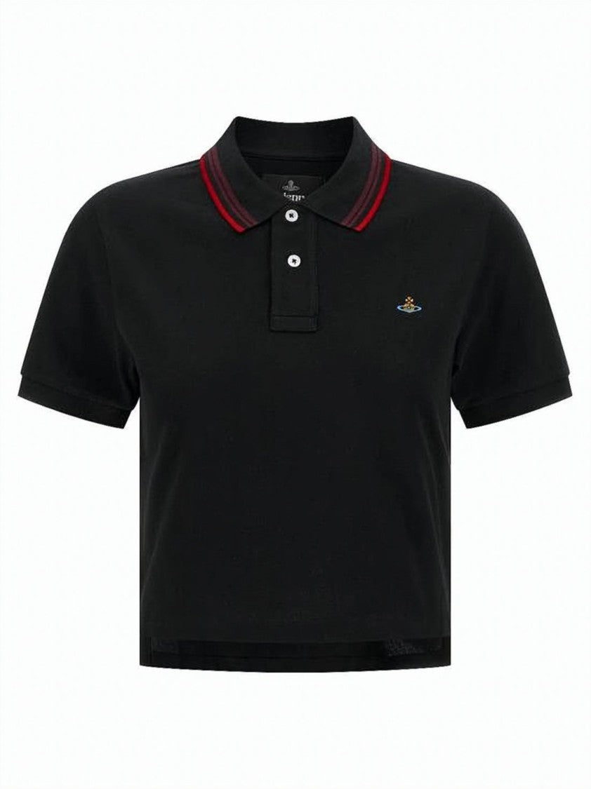 Vivienne Westwood Cropped Polo Shirt With Structured Collar And Red Accents