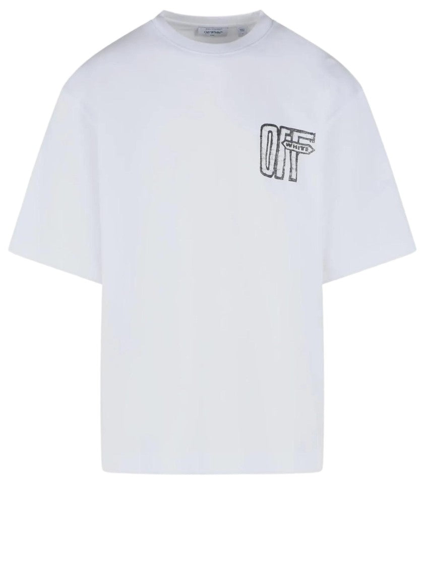 Off-White Motion Arrow Cotton T-Shirt With Distinctive Logo Print