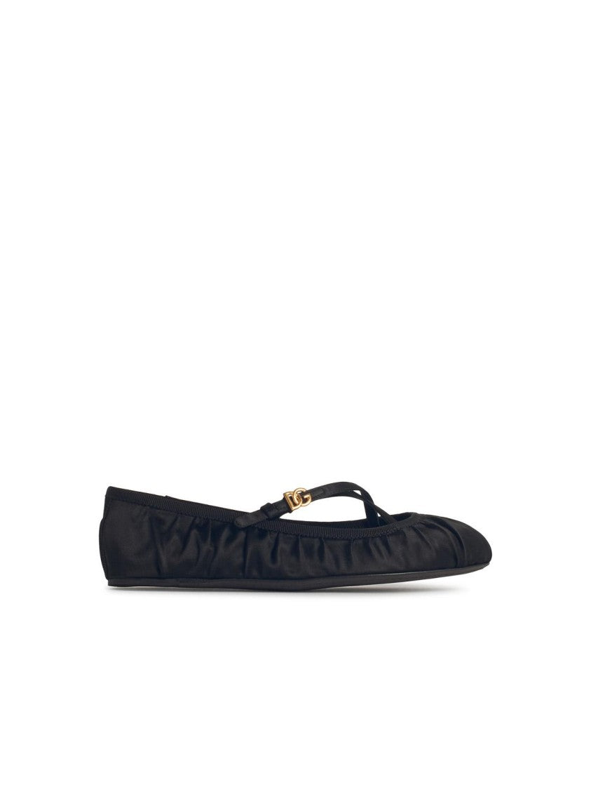 Dolce & Gabbana Black Satin Ballet Flats