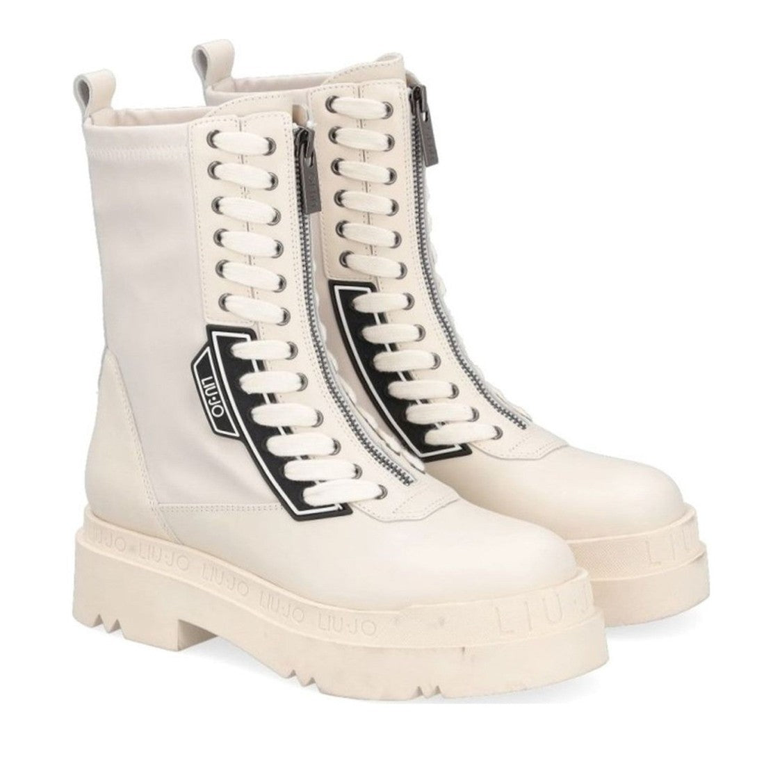 Liu Jo Beige Love 22 Leather Platform Boots