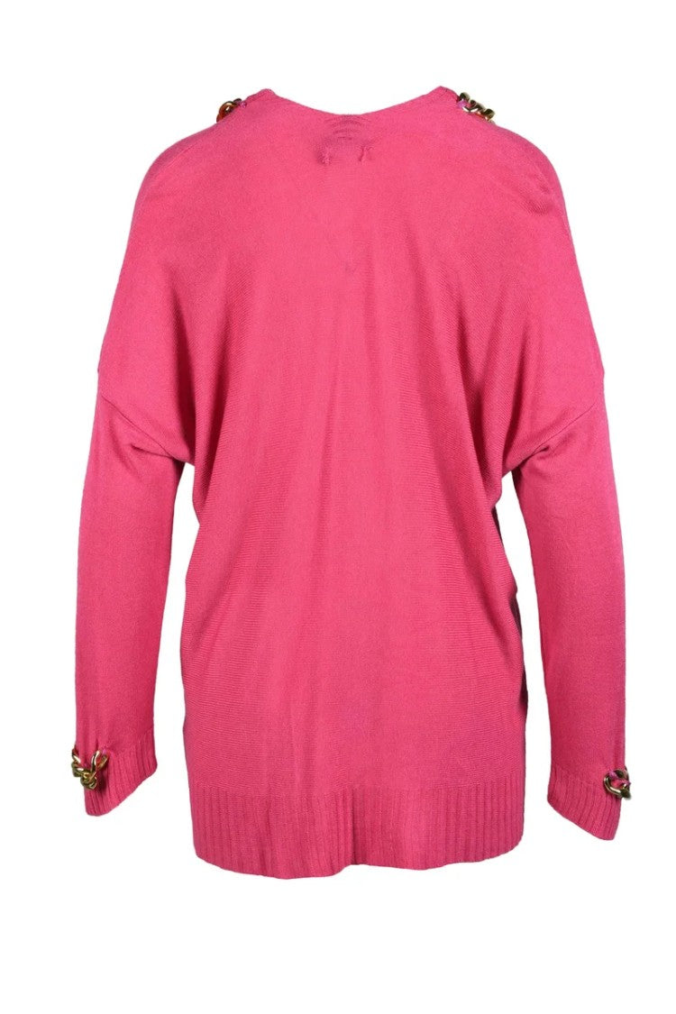 Gil Santucci Fuchsia Chain Polyester-Blend Sweater