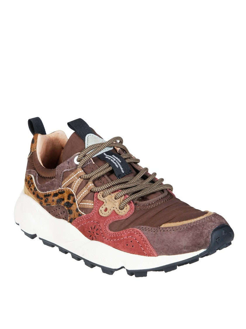 Flower Mountain Yamano 3 Suede-Blend Layered Leopard Accent Sneakers