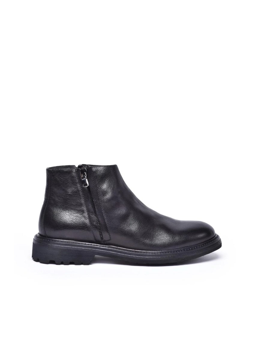 Migliore Black Leather Rubber Men's Leather Ankle Boot