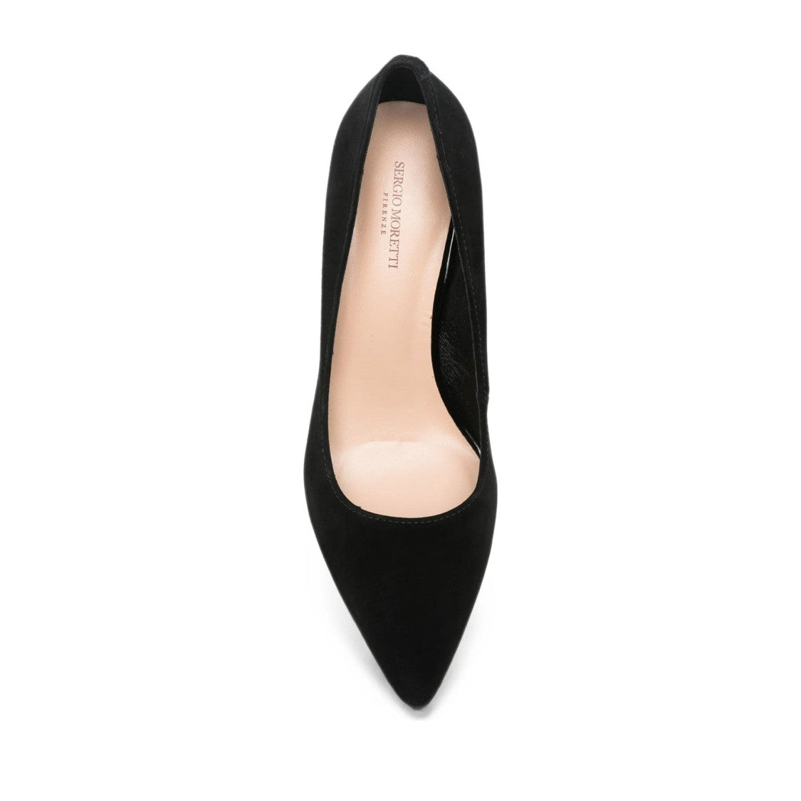 Sergio Moretti Black Pointed Toe Glossy Block Heel Suede Dress Pumps