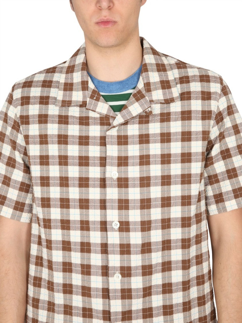 Howlin Short-Sleeved Checkered Bowling Neck Shirt