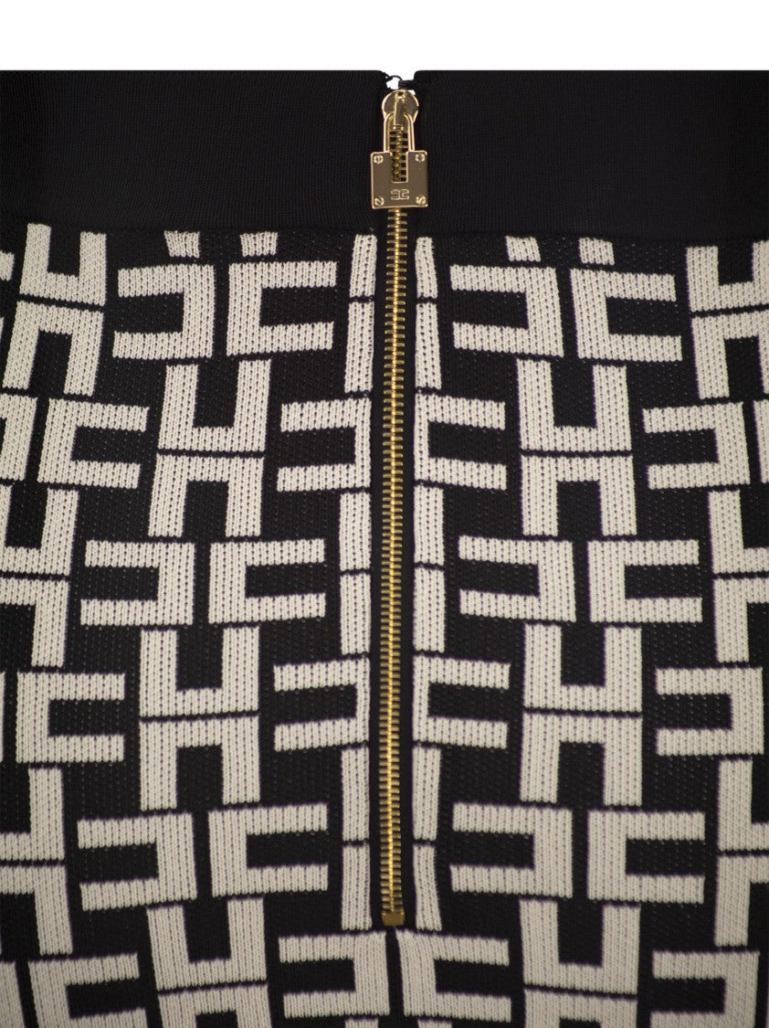 Elisabetta Franchi Viscose Logo Jacquard Miniskirt