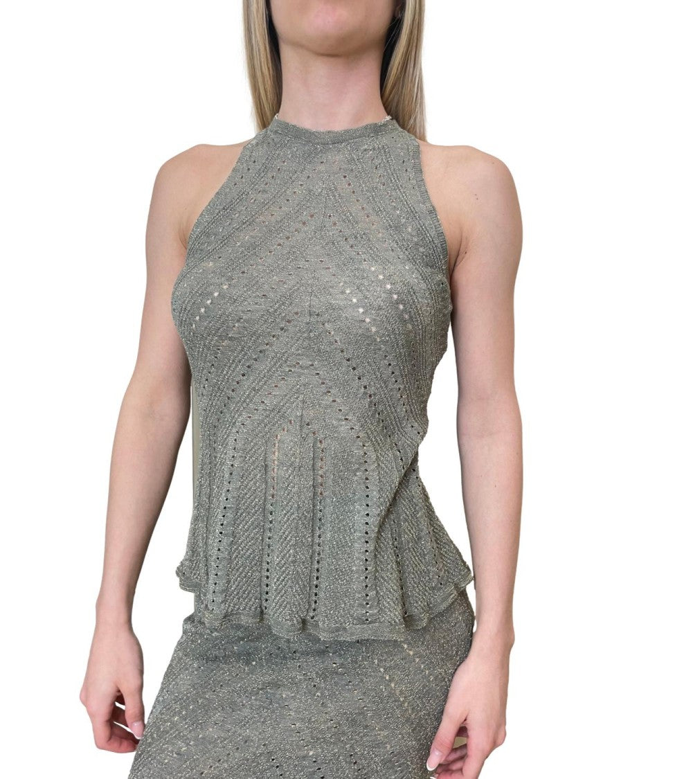 Twin-Set Textured Knit Tank Top With High Neckline
