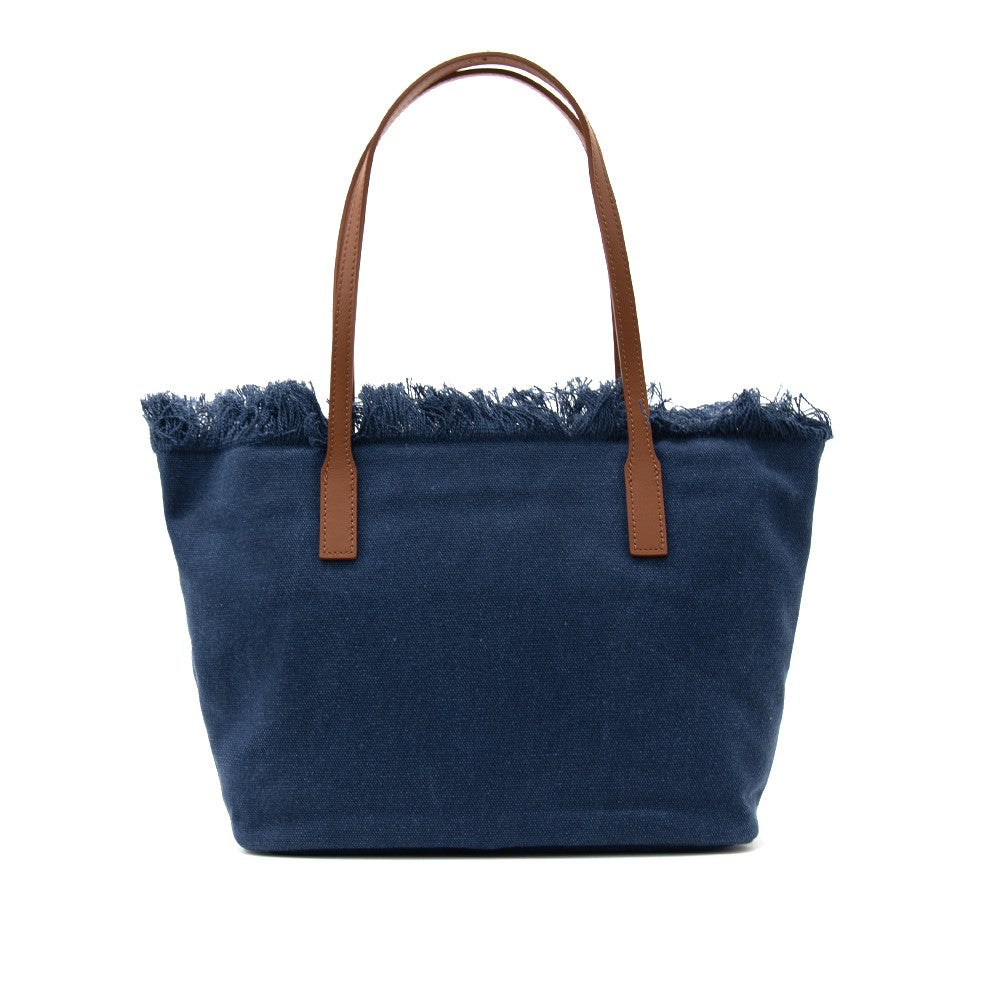 Mc2 Saint Barth Medium Tote Bag With Textured Deep Navy Fabric