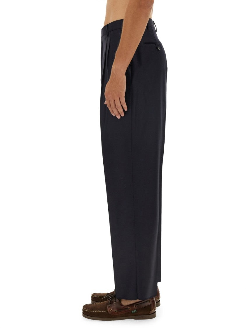 Etro Tailored Black Wool Pants With Sharp Pleats