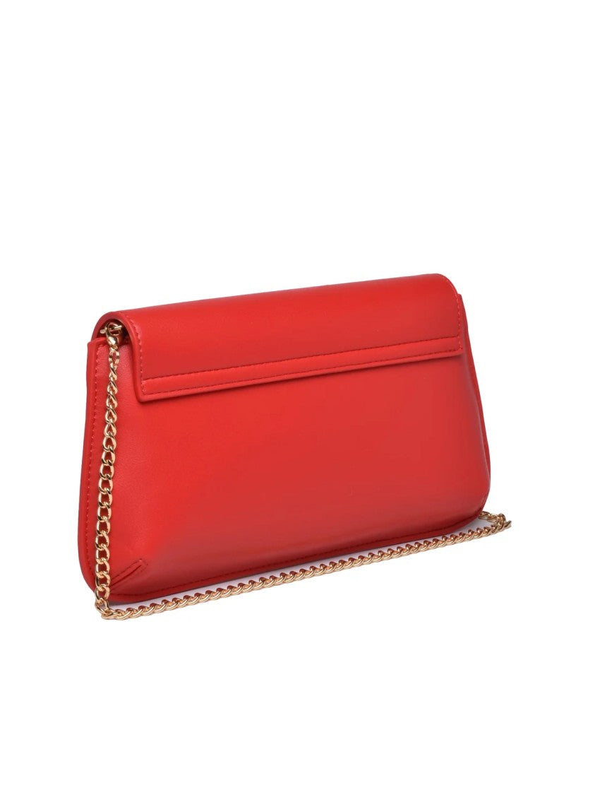 Love Moschino Red Polyurethane Script Crossbody Bag