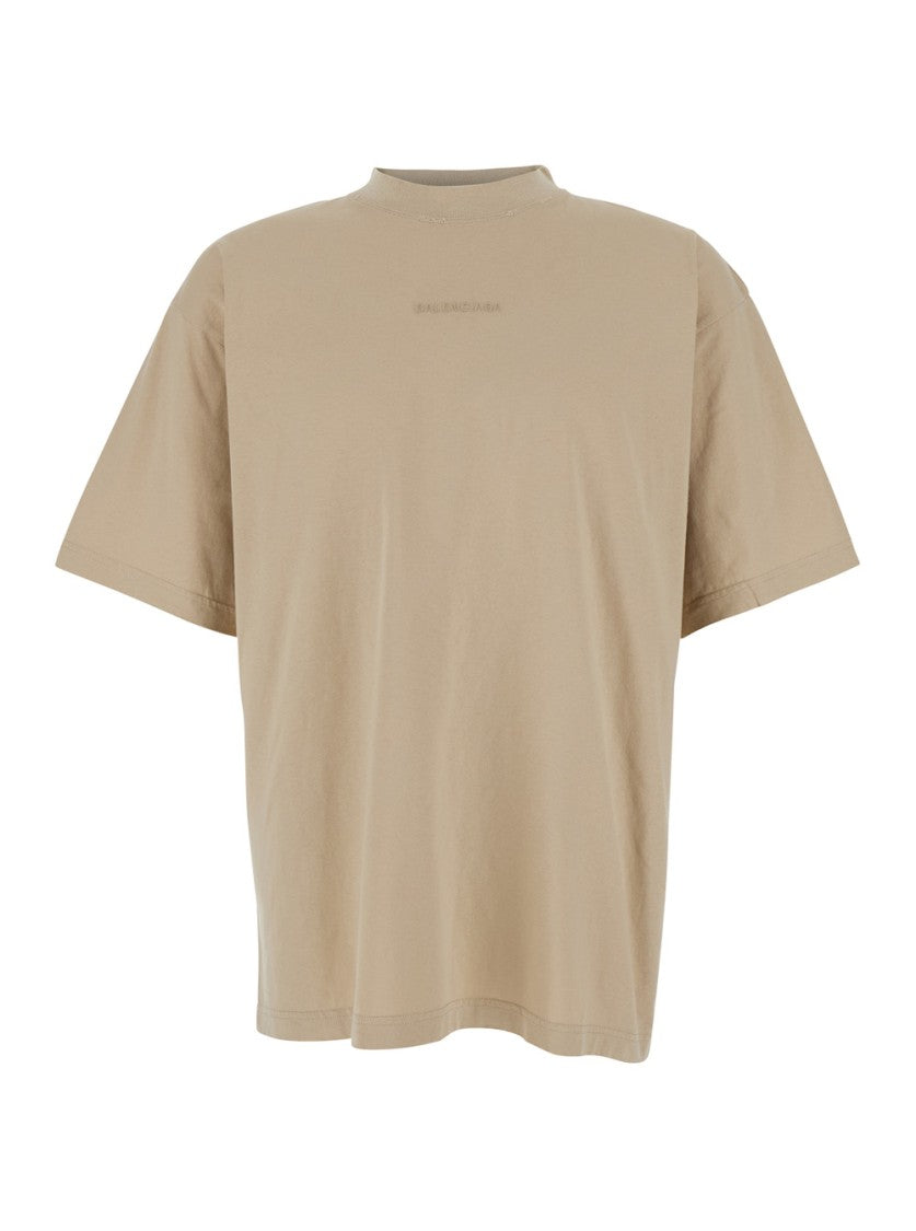 Balenciaga Beige Crewneck T-Shirt
