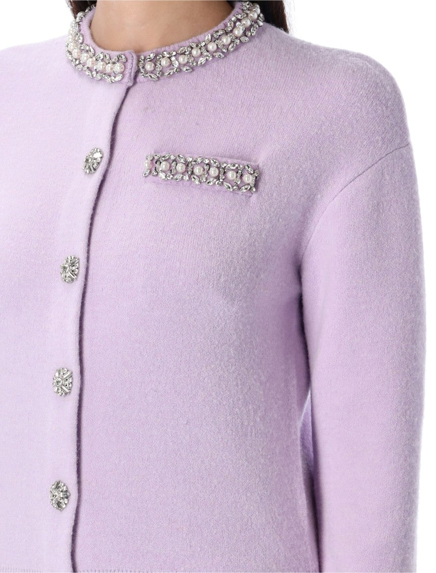 Self-Portrait Crystal Trim Cardigan