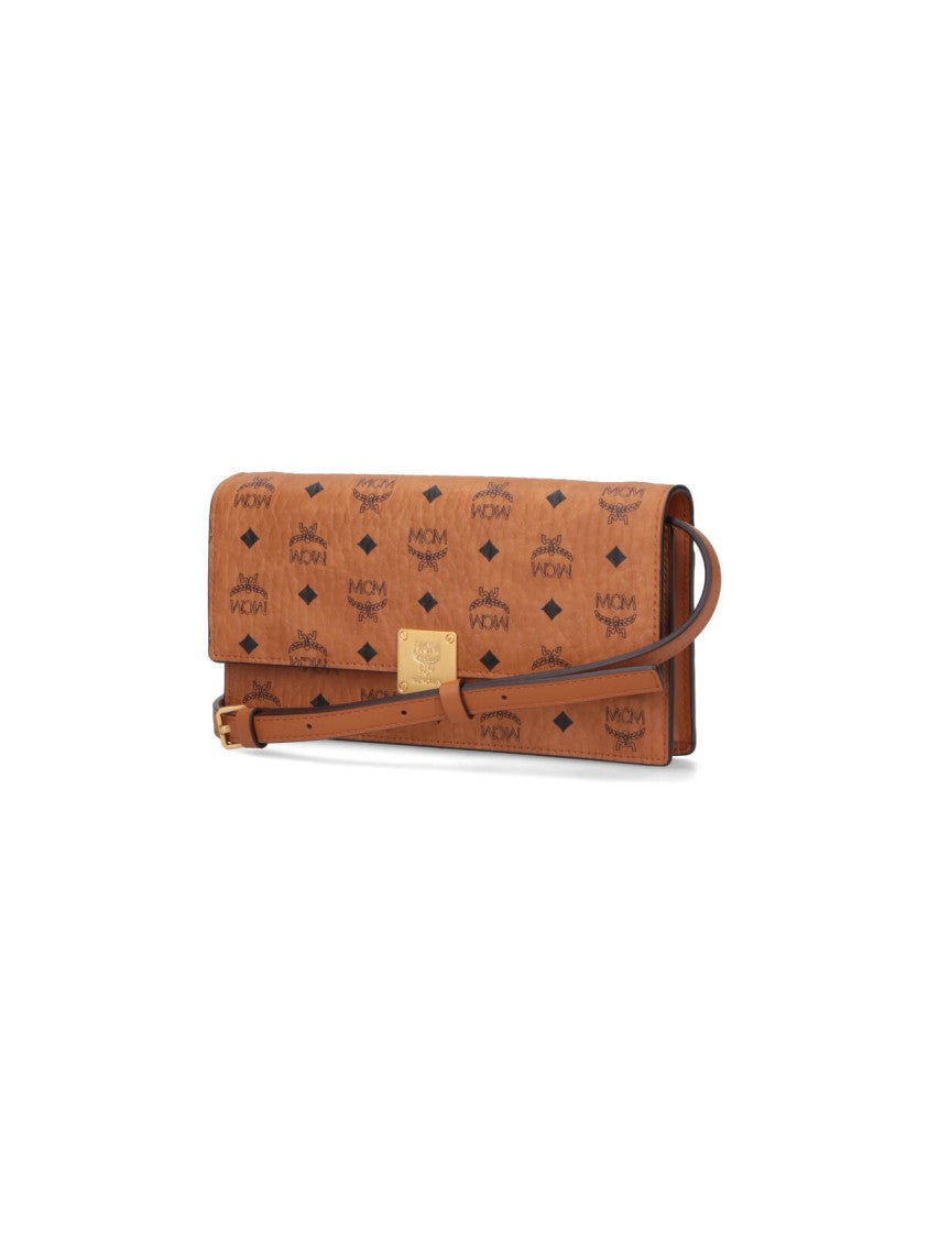 Mcm Brown Logo Print Leather Flap Wallet