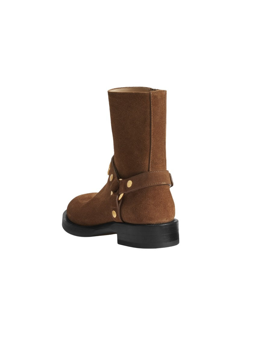Christian Dior Gold Hardware Ankle-High Suede Boots