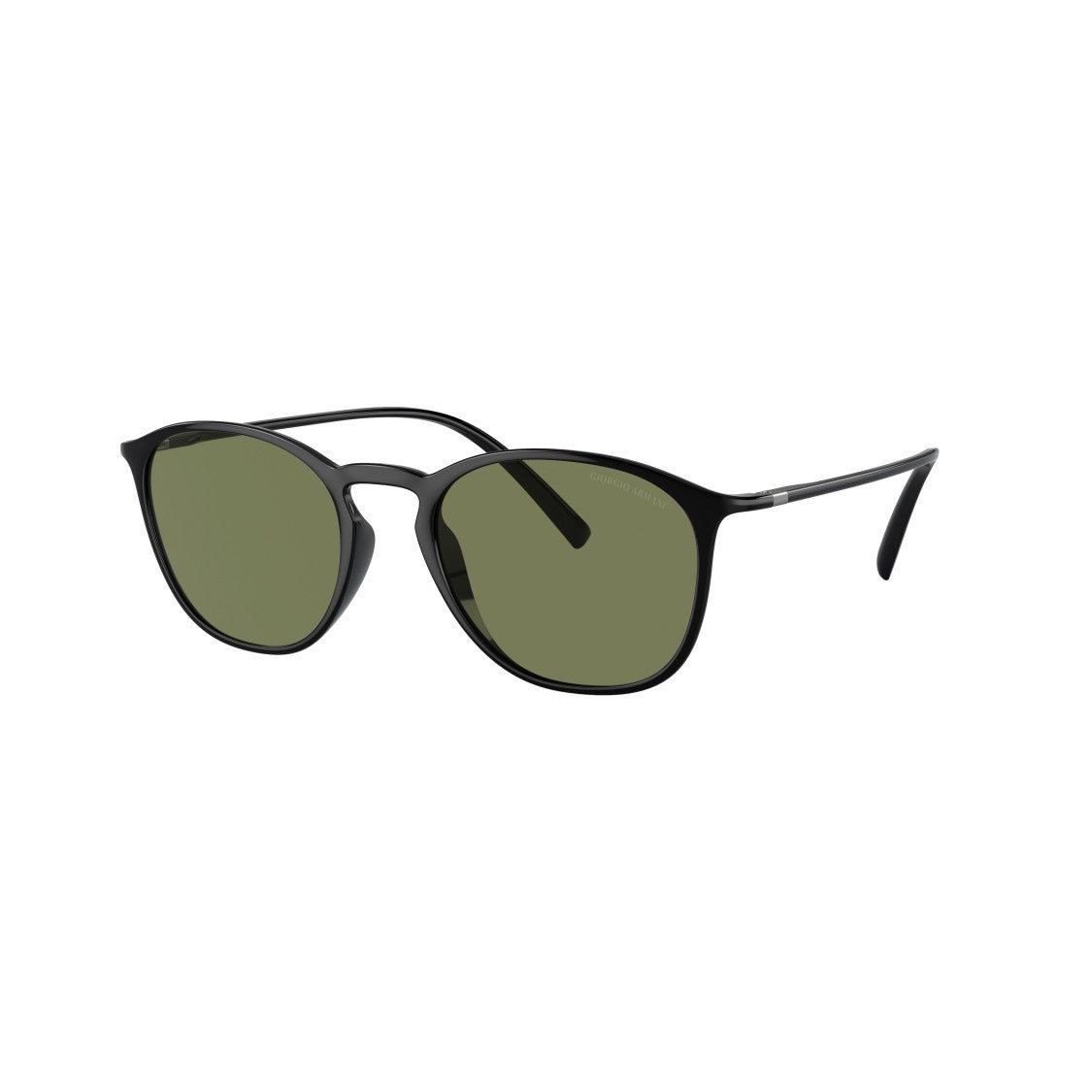 Giorgio Armani 0Ar8186u Rounded Square Black Nylon Sunglasses With Olive Green Lenses
