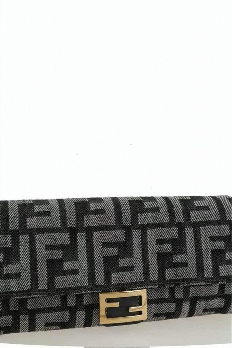 Fendi Geometric Pattern Crossbody Bag With Gold Tone Accents