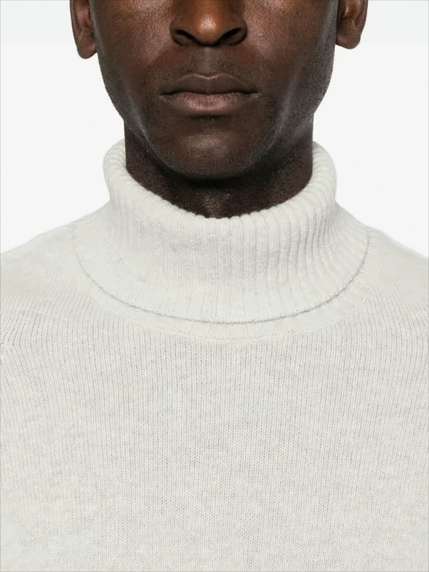 C.P. Company Ribbed Knit Turtleneck Sweater With Folded Collar And Distinctive Sleeve Patch
