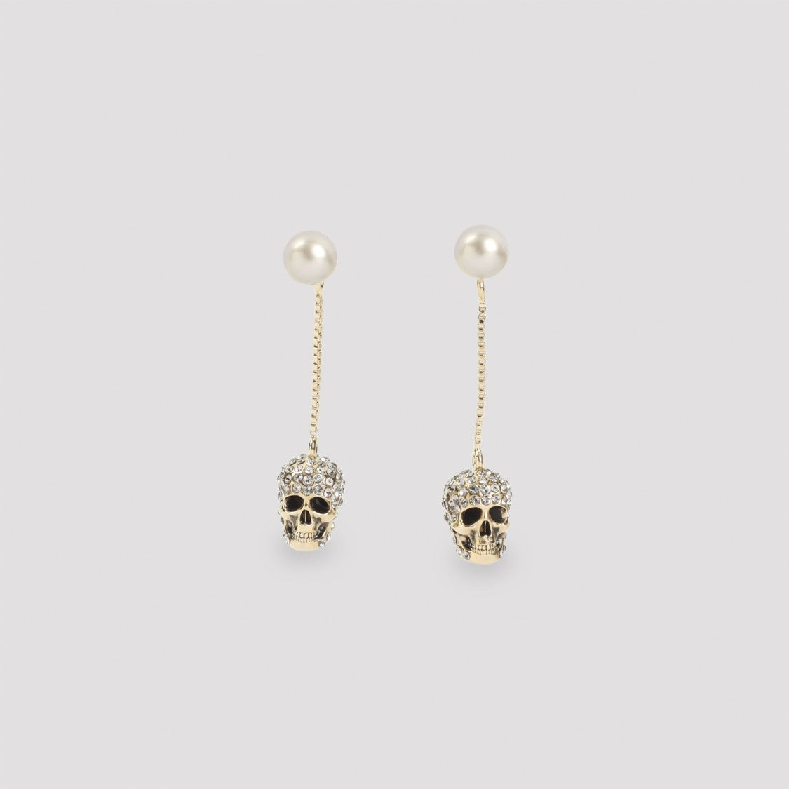 Alexander Mcqueen Gold Brass Earrings With Pearl Accent
