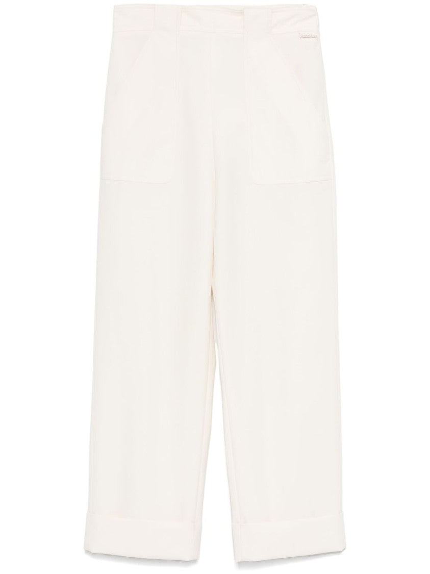 Max Mara Relaxed Fit White Trousers With Rolled Cuffs And Aesthetic