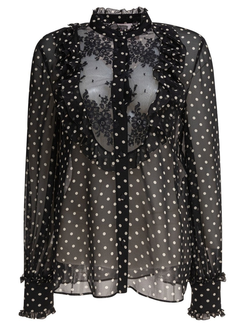 Valentino Sheer Silk Blouse With Ruffled Details