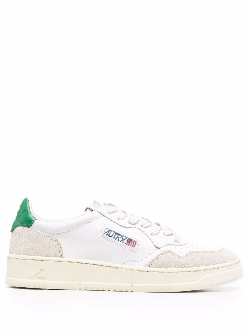 Autry Low-Top Sneakers With Mixed Textures And Contrast Heel Tab