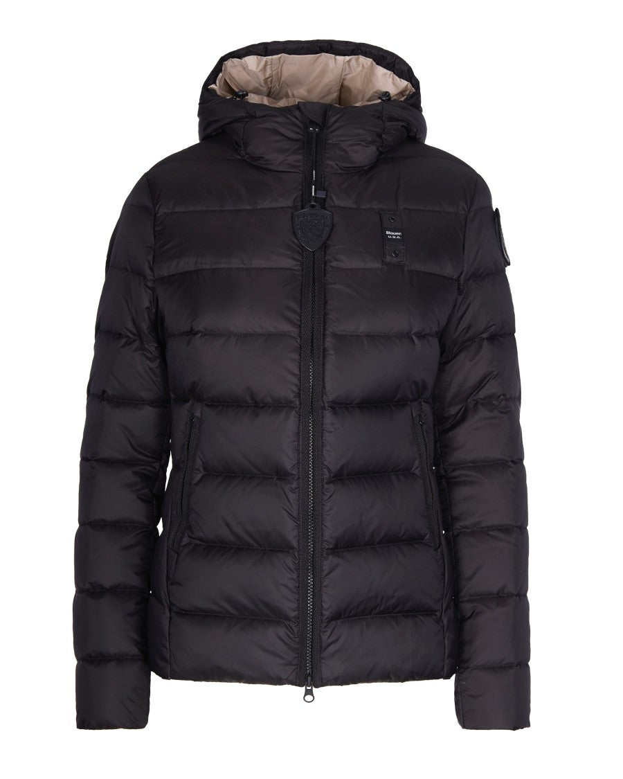 Blauer Black Charme Quilted Glossy Nylon Down Jacket