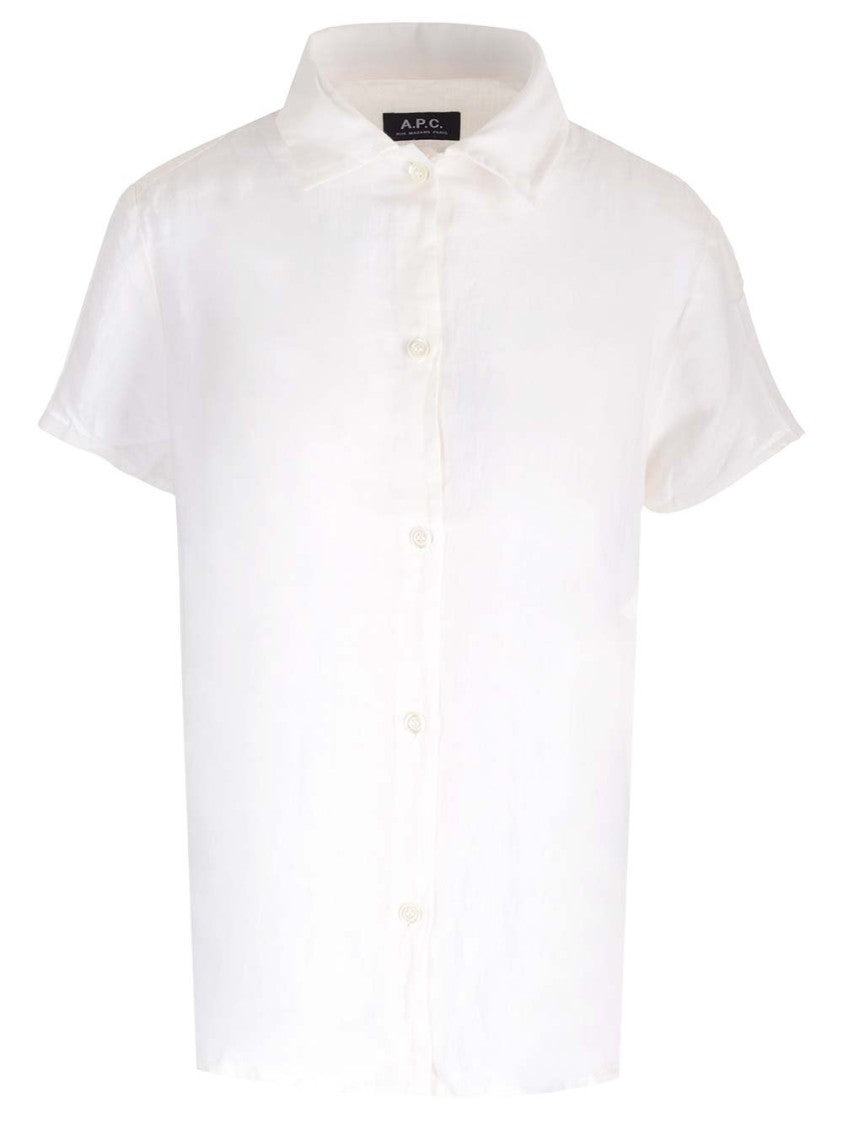 A.P.C. Linen Short-Sleeved Shirt With Classic Collar
