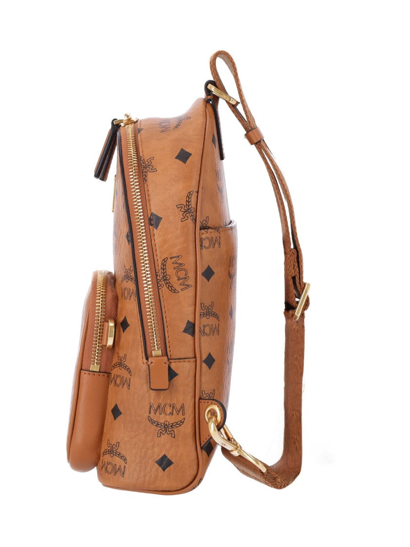 Mcm Brown Aren Visetos Canvas Shoulder Bag