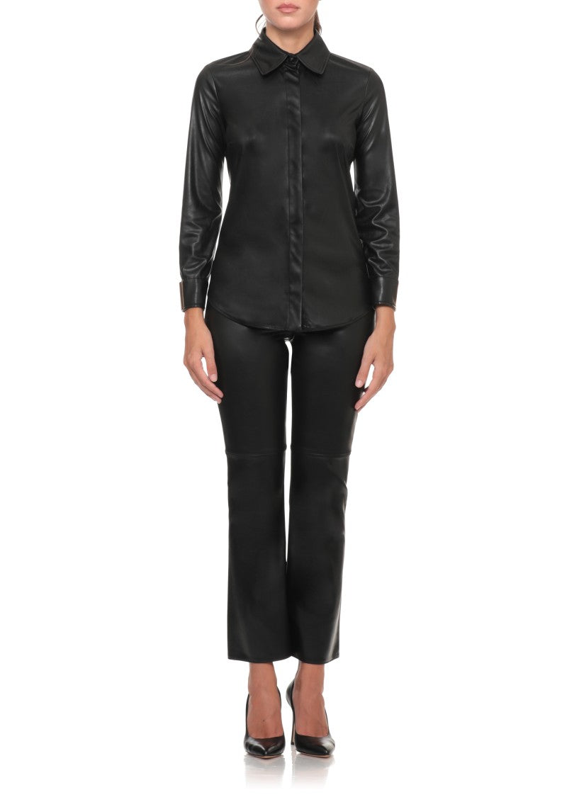 Elisabetta Franchi Black Leather-Effect Shirt