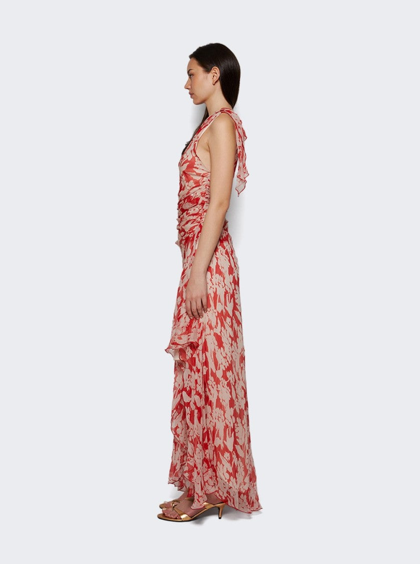 Victoria Beckham One Shoulder Draped Midi Dress Chilli And Blush