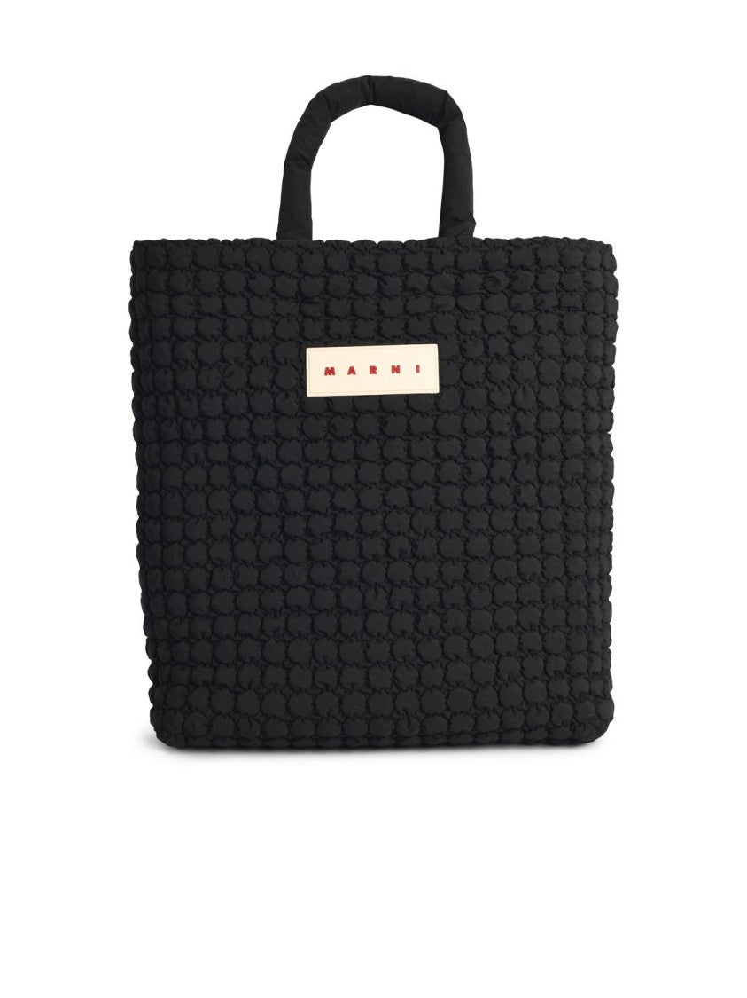 Marni Quilted Black Fabric Shopping Bag