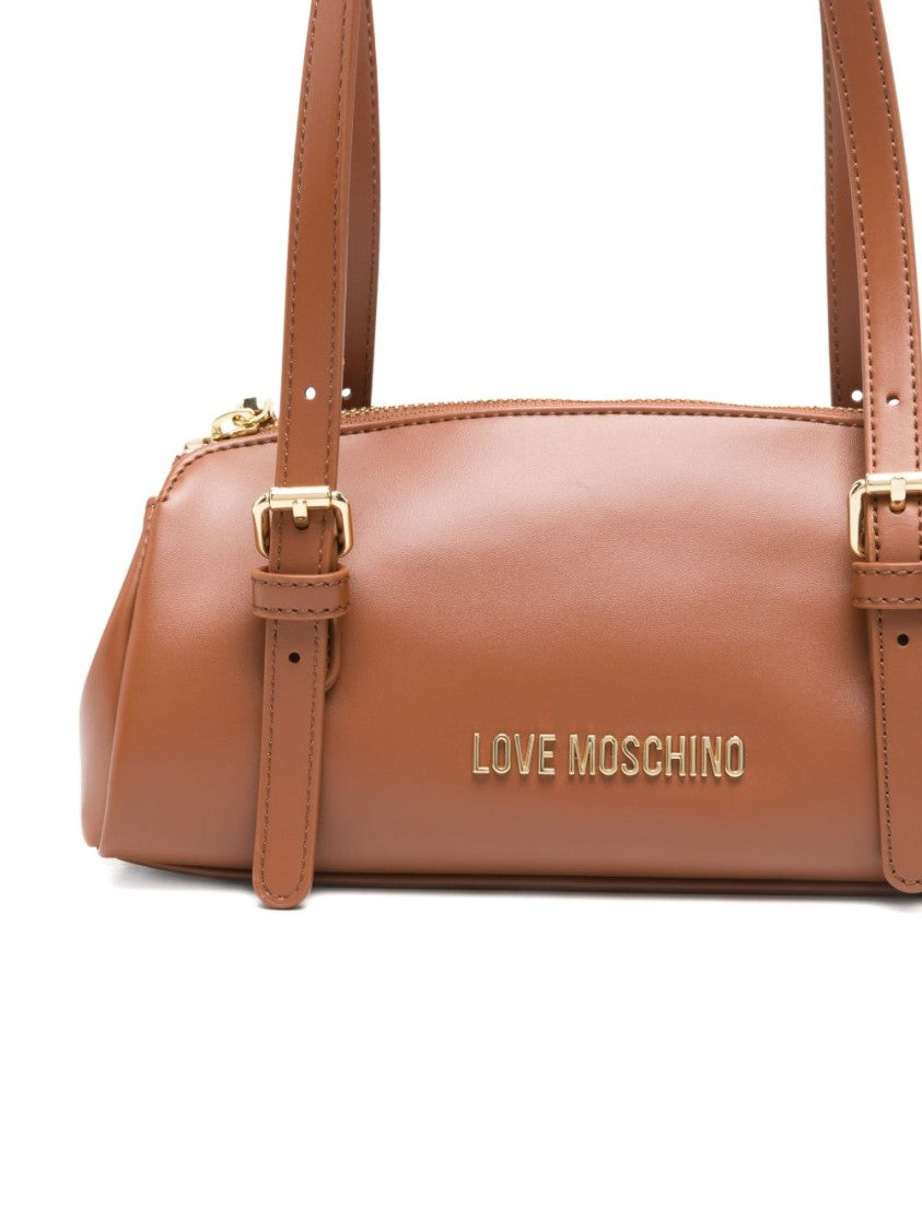 Love Moschino Structured Brown Shoulder Bag With Gold-Tone Accents