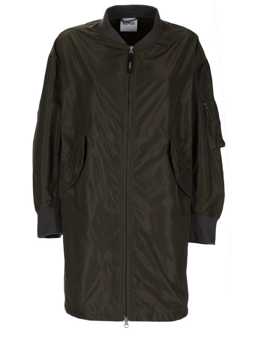 Aspesi Neutrals Smooth Shiny Finish Bomber Jacket