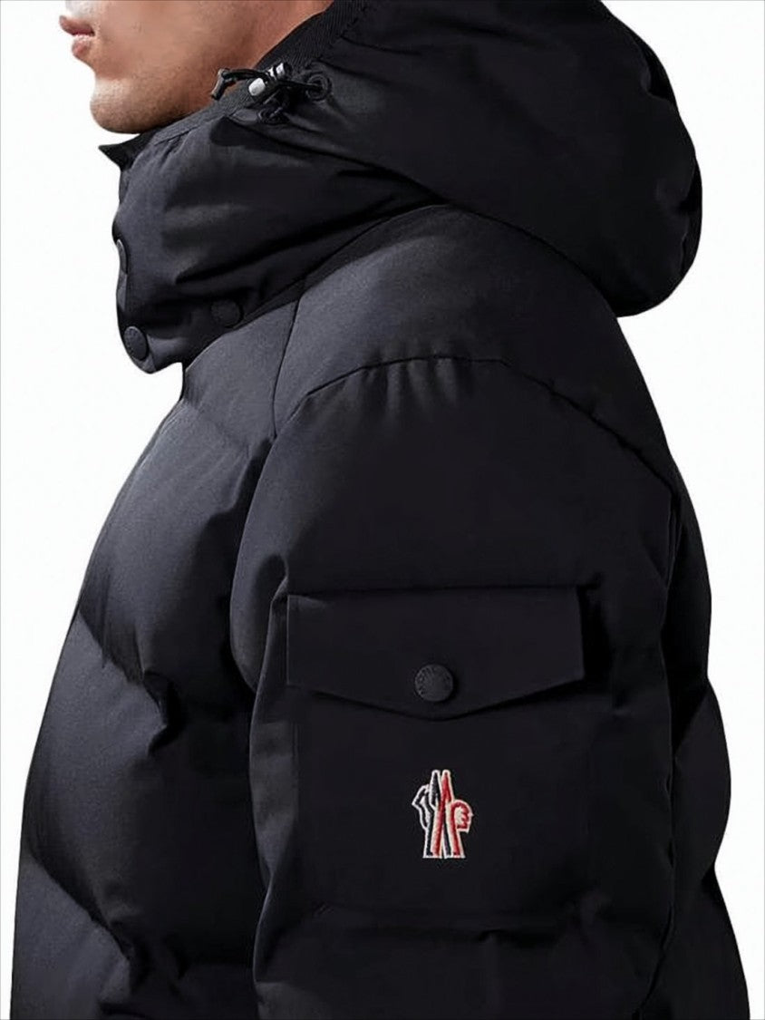 Moncler Matte Black Down Jacket With Detachable Hood