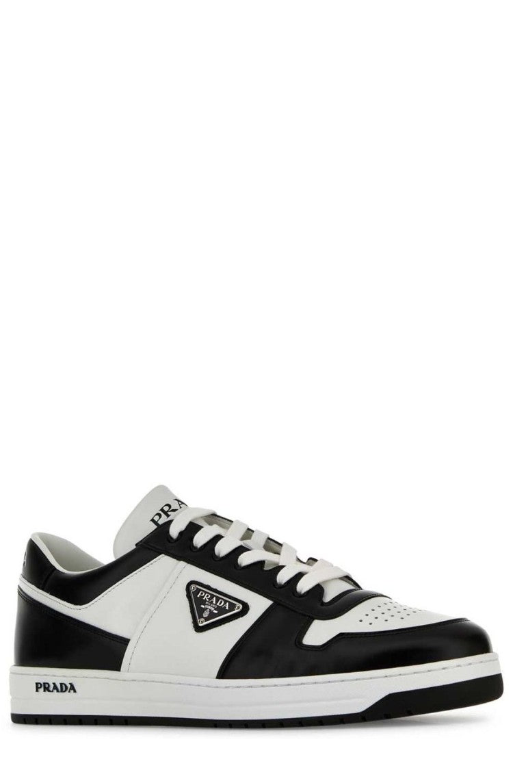 Prada Low-Top Sneakers With Contrasting Leather Panels And Iconic Logo