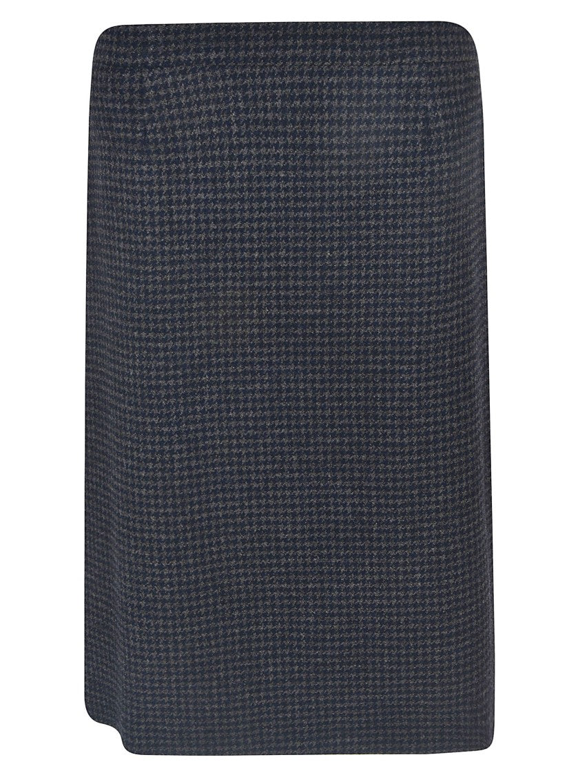 Etro Houndstooth Wool Mini Back Zipper Skirt
