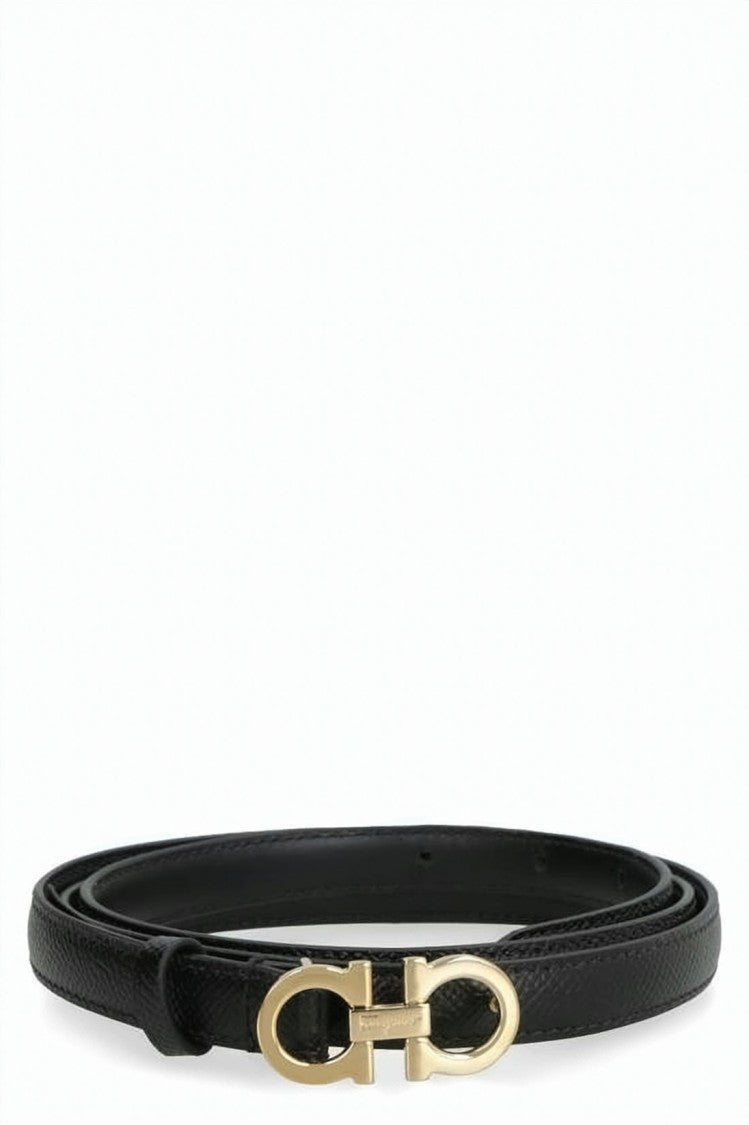 Salvatore Ferragamo Narrow Textured Calf Leather Belt