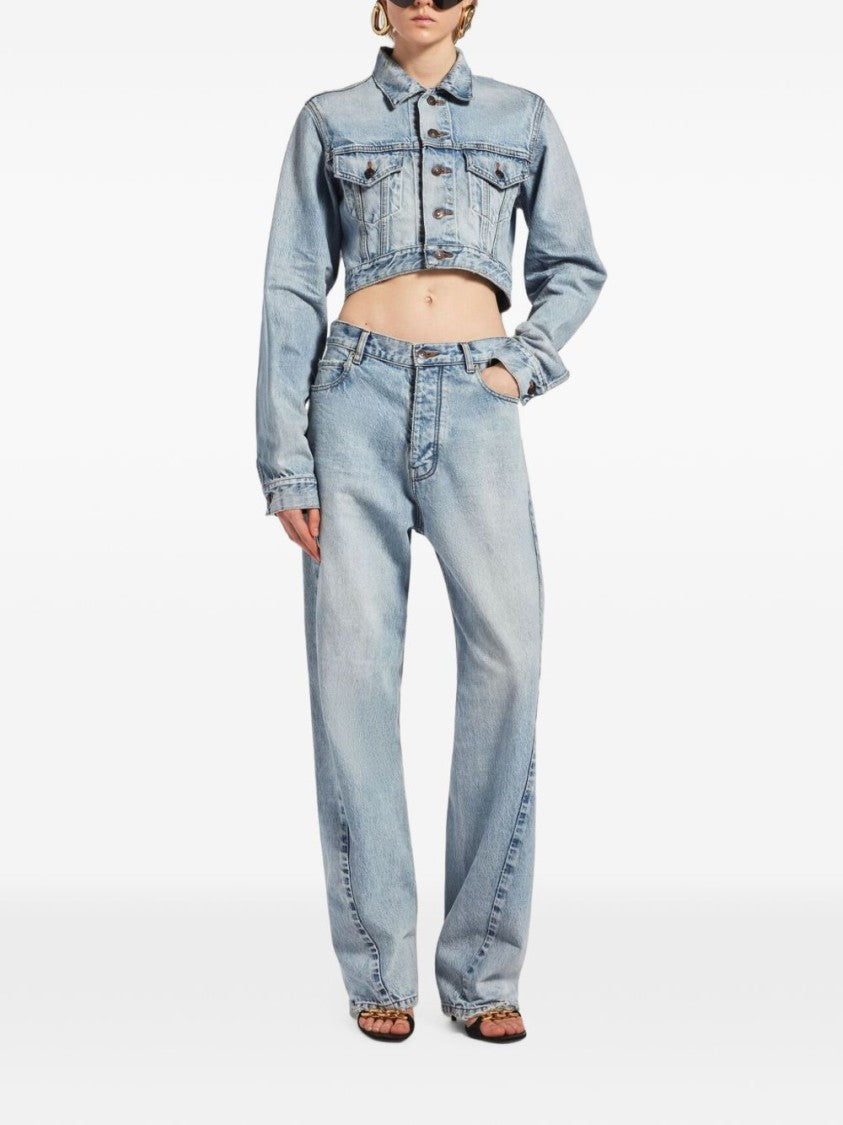 Balenciaga Blue High-Waisted Relaxed Raw Hem Jeans