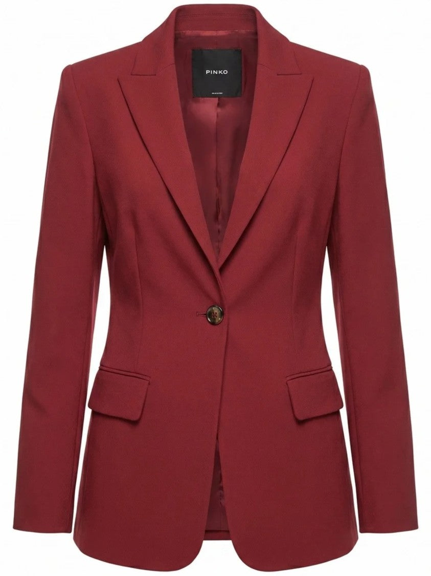Pinko Tailored Red Blazer With Notched Lapels And Button Details