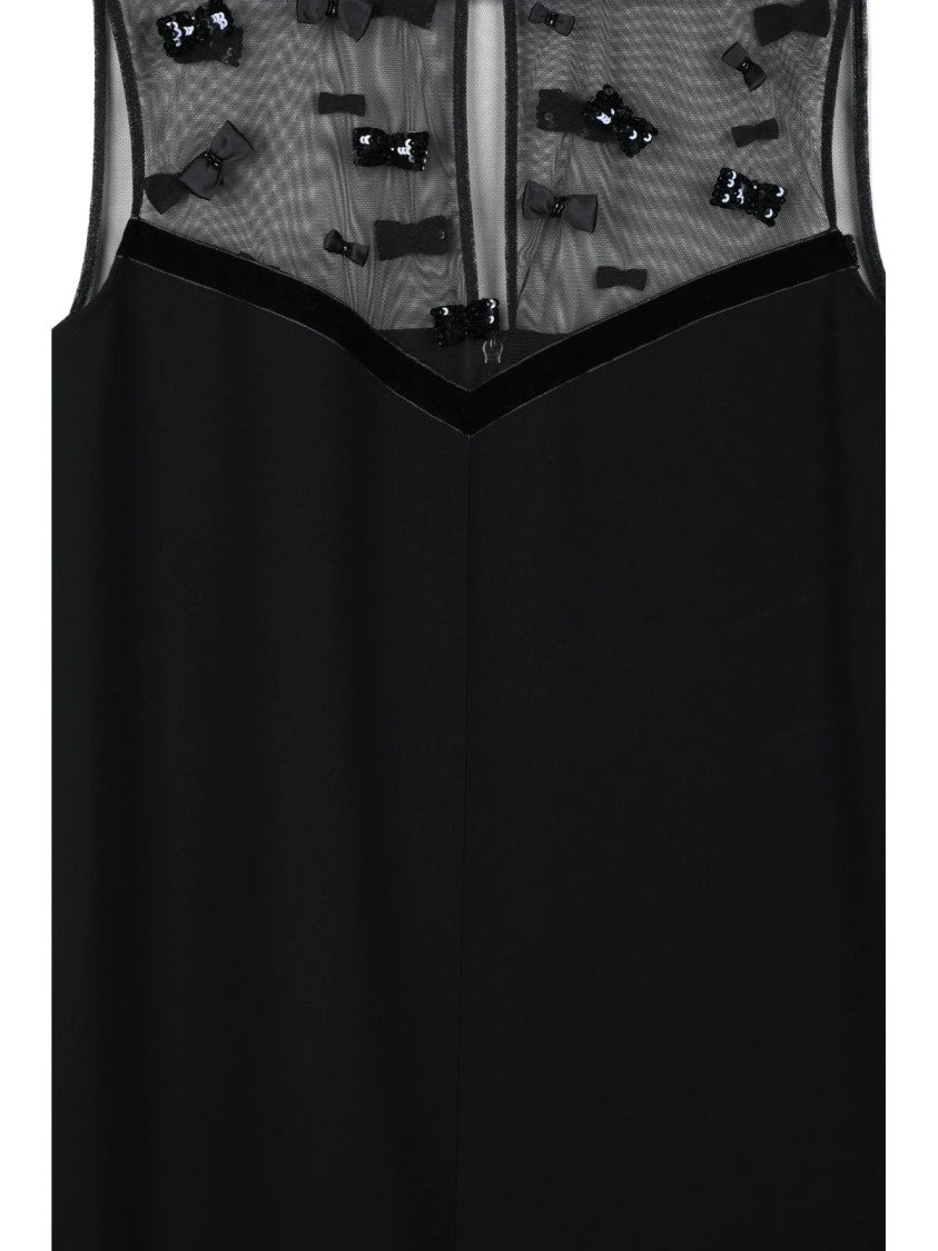 Max Mara Nandina Mini Dress With Tulle Neckline And Velvet Detail