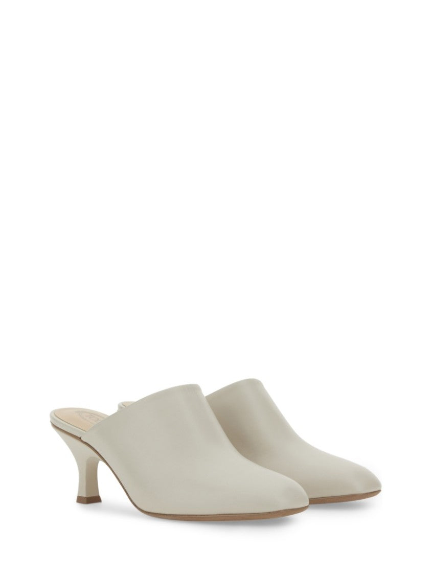 Tod's Backless Calfskin Sandals With Sophisticated Heel