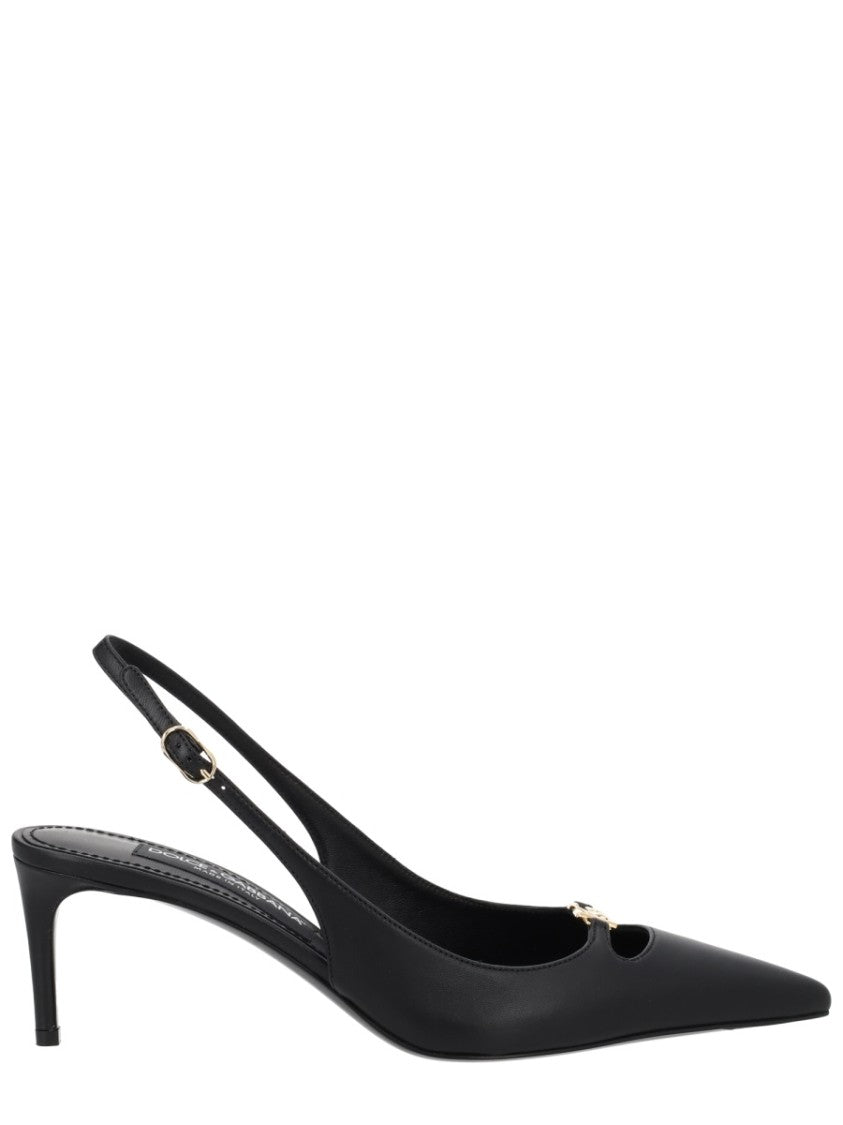 Dolce & Gabbana Lollo Pointed Toe Buckle Slingback Pumps