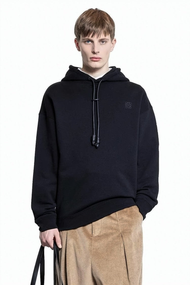 Loewe Minimalist Hoodie With Drawstring And Unique Cord Ends