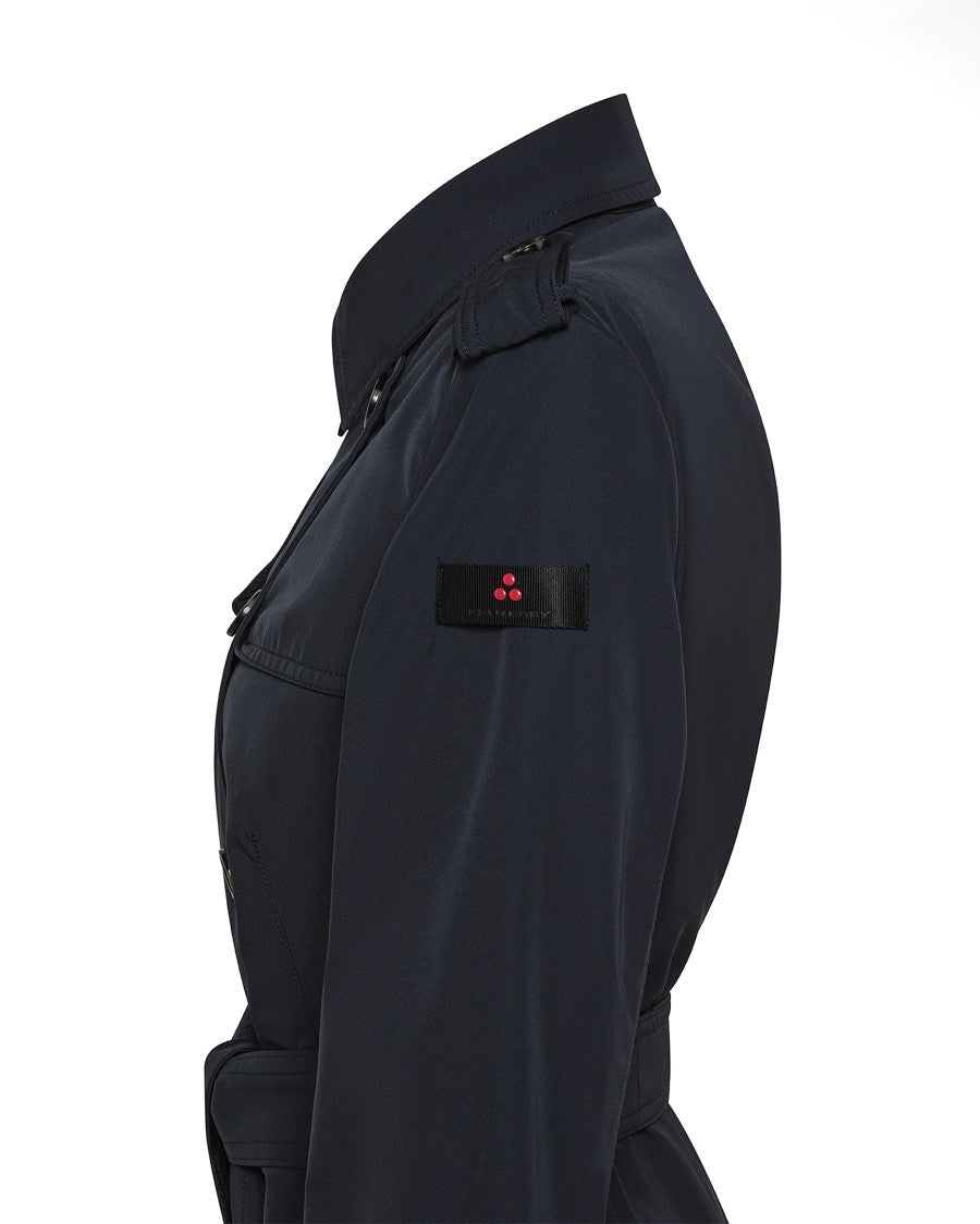 Peuterey Single-Breasted Trench With Belt Blue
