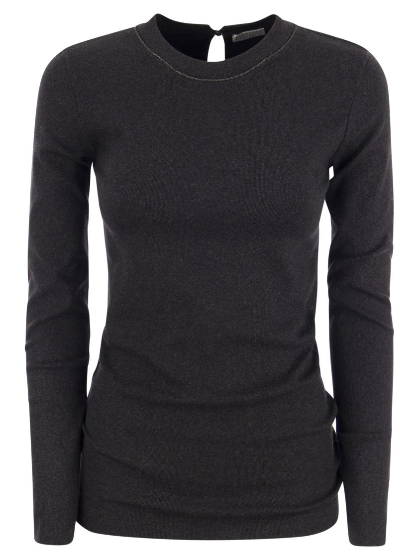 Brunello Cucinelli Ribbed Stretch Cotton Jersey T-Shirt
