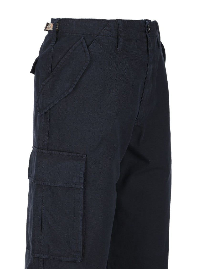 Burberry Blue Side Cargo Pockets Cotton Cargo Pants