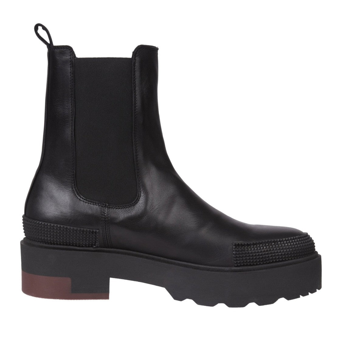 Tommy Hilfiger Black Leather Chunky Elastic Panel Boots
