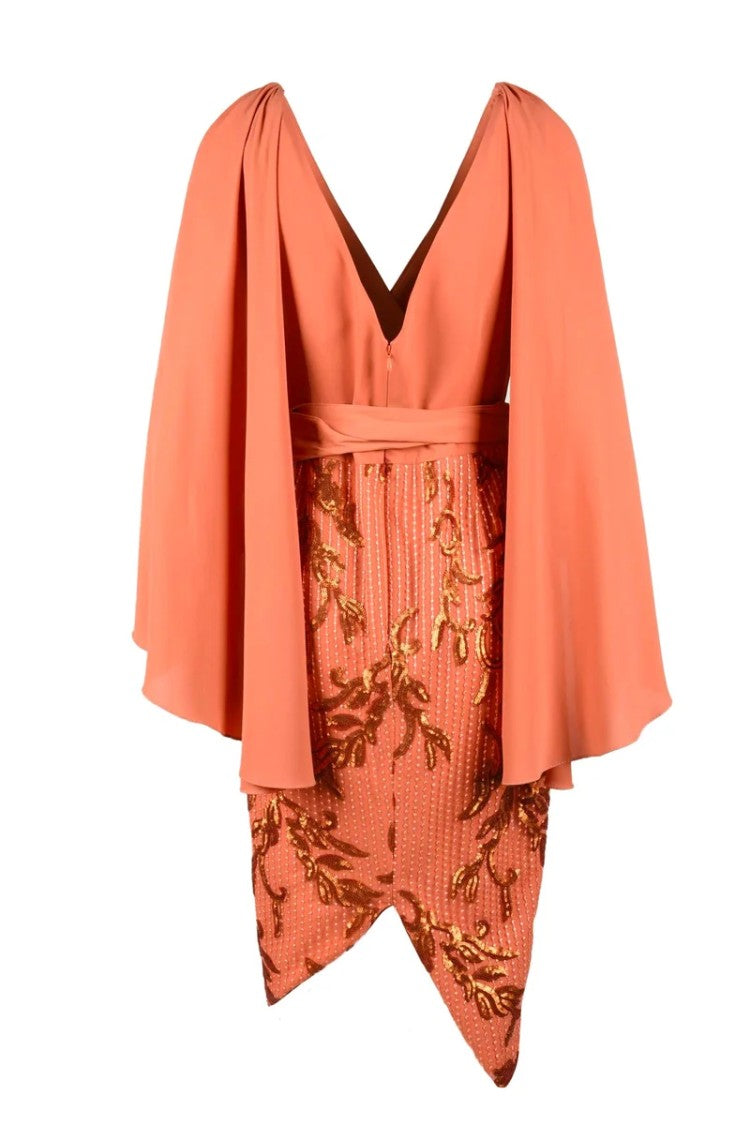 Maestri Wrap-Style Midi Sheath Dress