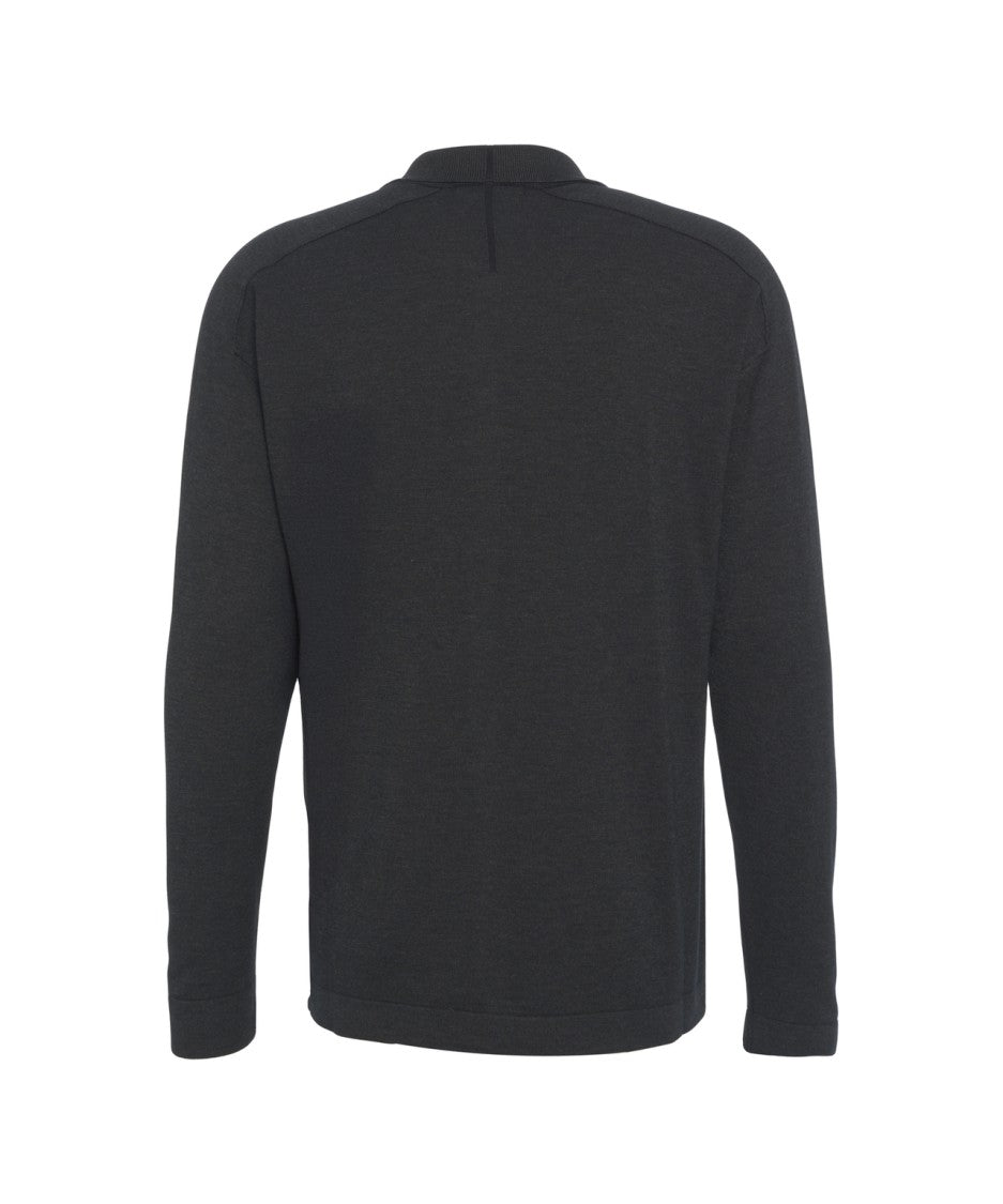 Transit Black Knit Cardigan With Classic Collar